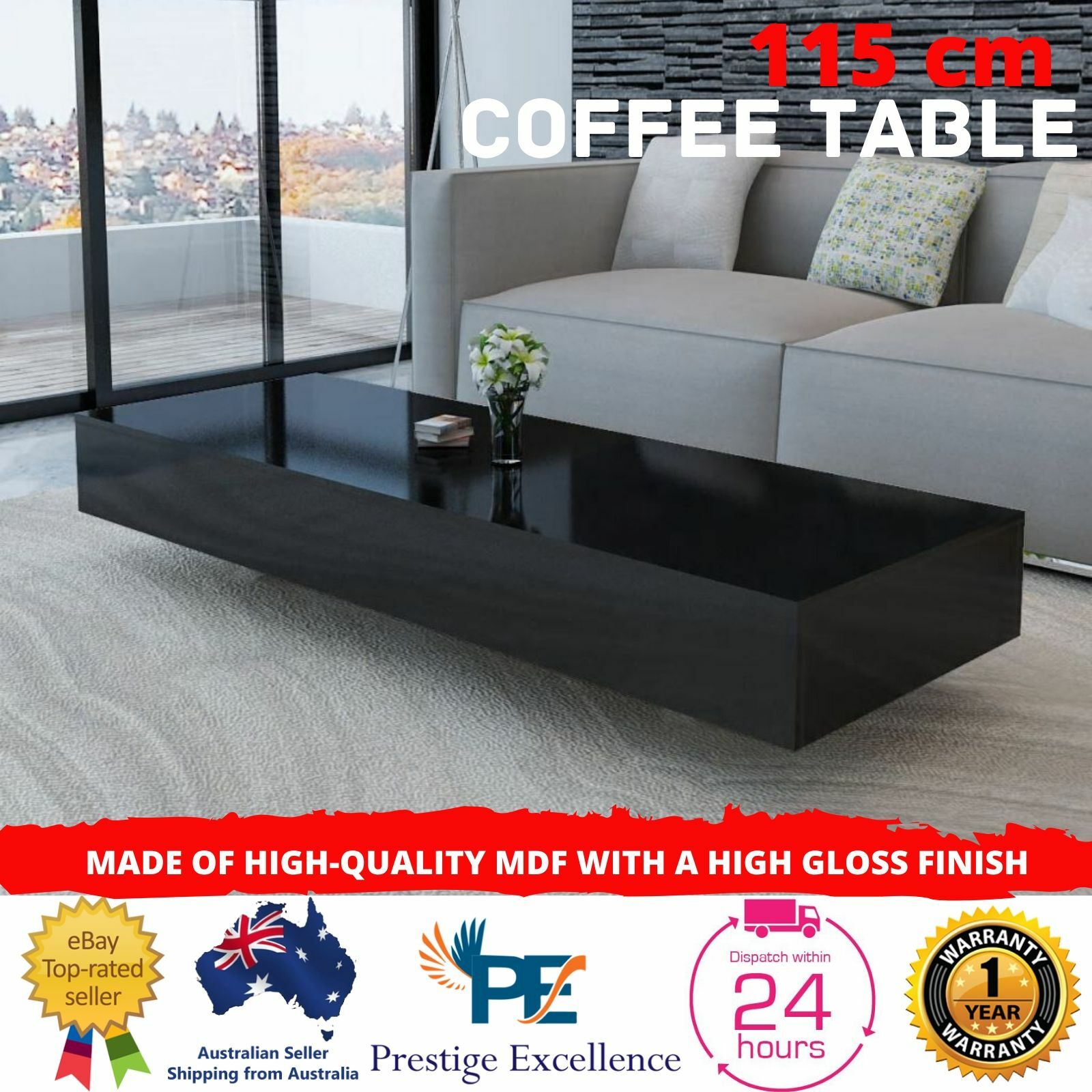 Modern Coffee Table High Gloss Wooden Living Room Black Furniture Side Tables Au For Sale Online