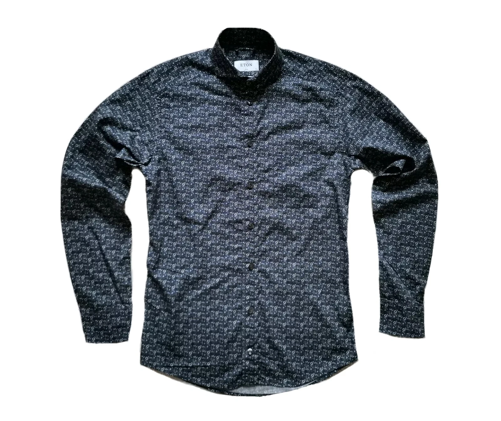 ETON SLIM LEWISHAM Casual Shirt Size 37 S blue floral chest pocket
