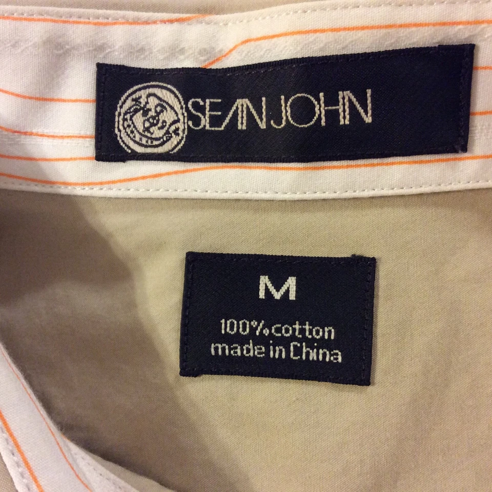 Sean John Solid Beige Men's French Cuff Dress Shirt 15.5-34” pocketless, cotton - Image 4 of 4