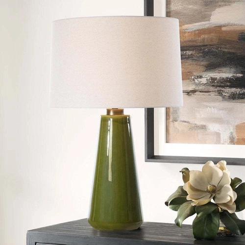 NEW 29" KELLEY MODERN TABLE LAMP CRAFTED CERAMIC MOSS GREEN 30509 - Picture 1 of 7