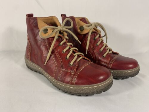 V-Italia Kiki Red Leather Lace-up Water Resistant Boots Women’s EU 37 US 6.5-7
