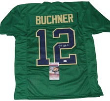 TYLER BUCHNER signed (NOTRE DAME FIGHTING IRISH) custom GREEN jersey JSA Witness TYLER BUCHNER signed (NOTRE DAME FIGHTING IRISH) custom GREEN jersey JSA Witness
