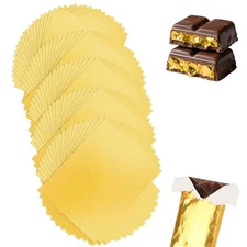 100pcs Chocolate Bar Wrappers 7.5x6 Inch Large Gold Aluminum Foil Candy Wrapp...