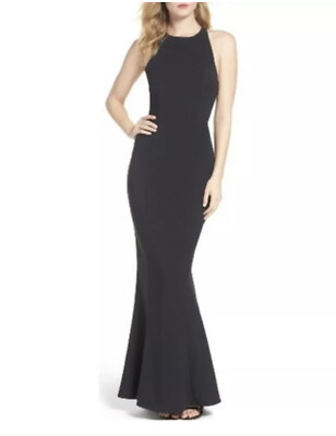 Maria Bianca Nero Ruffle Back Gown, Black, Size 2 | eBay