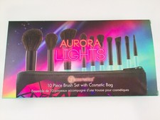Sujetador Cosméticos AURORA LIGHTS 10 Piezas Pinceles de Maquillaje Turquesa con Estuche Bolsa de Cosméticos