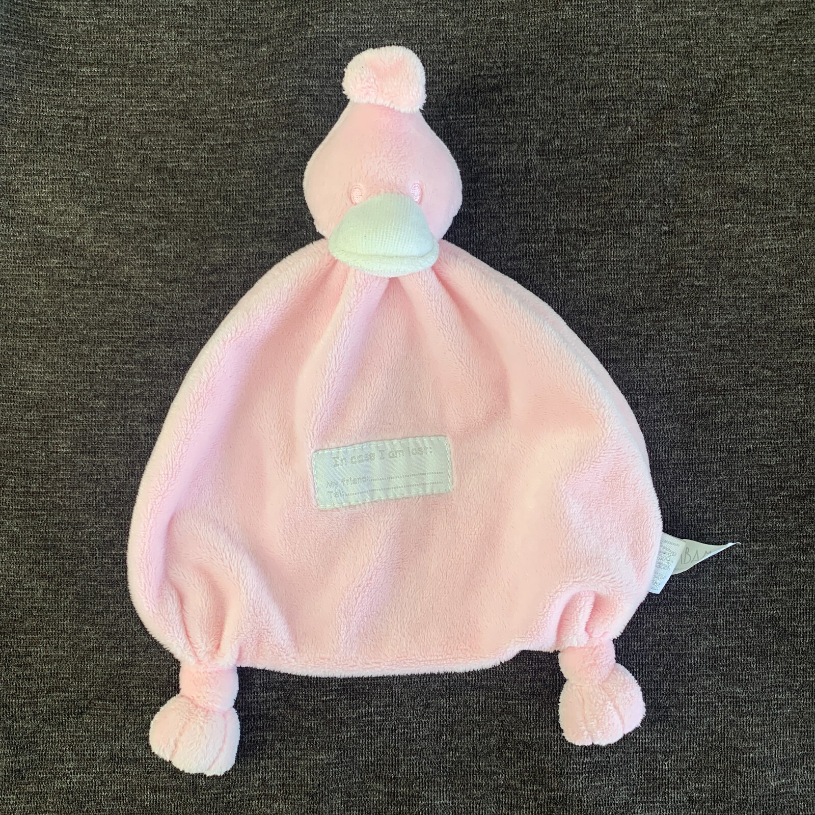 Bam Bam Lovey Pink Duck Plush Security Blanket Baby Girl Infant Shower Gift