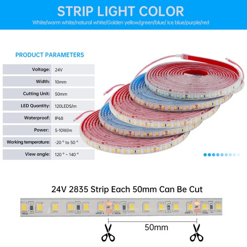 LED Strip Lights 24V 2835 Tape IP68 Waterproof Outdoor Lighting Self Adhesive UK - Picture 6 of 33
