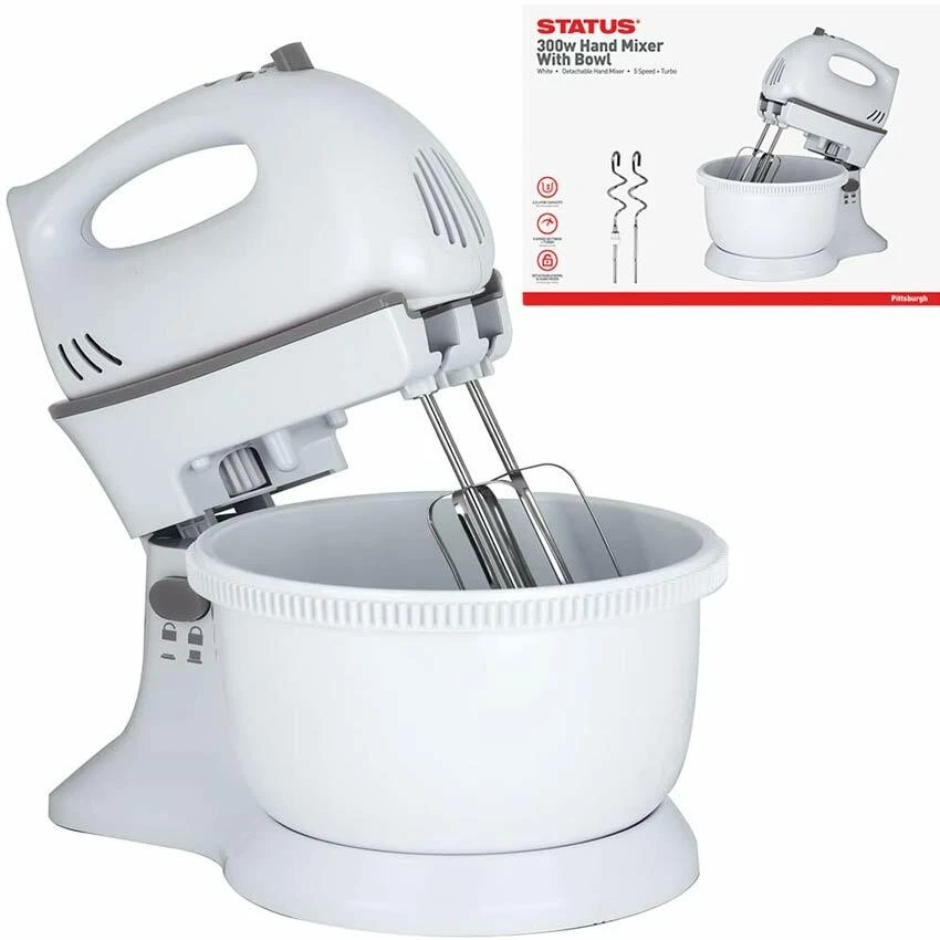 WW Hand Mixer with 5 Speed Settings, Dough Hooks & Mixing Beaters, 300 W,  Easy-Store