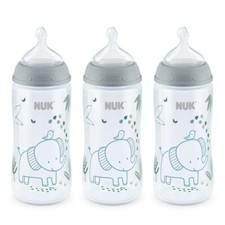 NUK Smooth Flow Anti-Colic Bottle, 10 OZ 3 Pack Gray Elephant Design