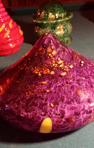 Murano Art Glass Pendant Lights Globe Purple, White, Yellow & Cobalt Blue - Picture 2 of 7