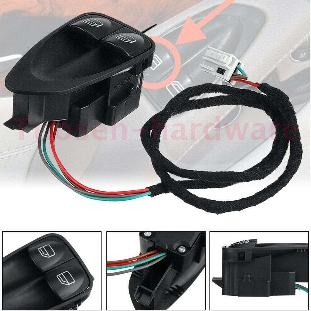 Left Driver Window Switch For Mercedes-Benz R230 SL – A2308211351, Black, Front Door