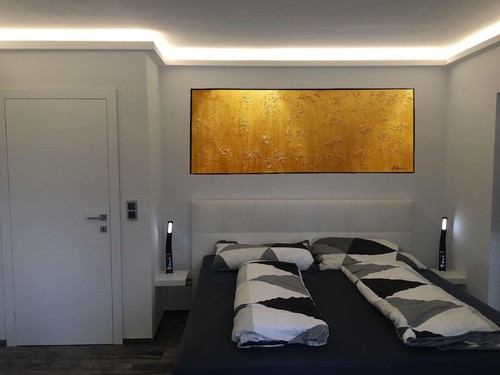 Kunstgalerie-moucha Gemälde Gold XXL 210x80 + Schattenfugenrahmen NEU - Picture 6 of 11