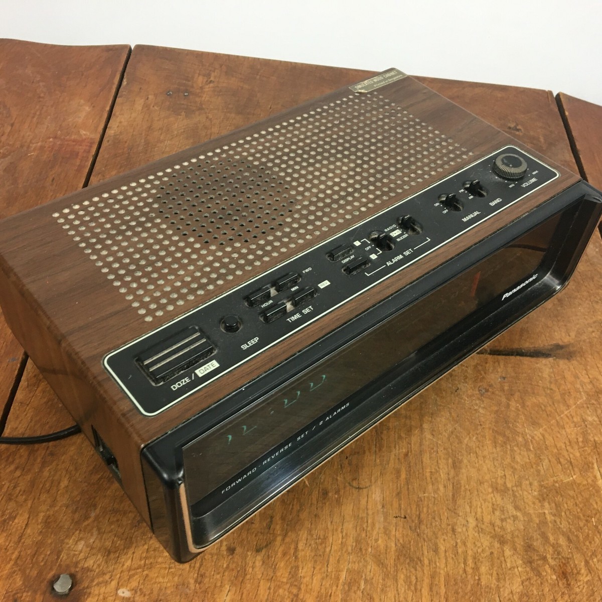 Vintage Wood Grain Panasonic Alarm Clock Radio Mid Century Atomic