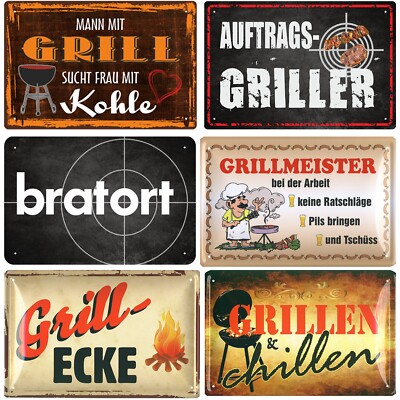 Blechschild Bratort Küche 20x30cm Grillen Sprüche Grillplatz BBQ Auftragsgriller
