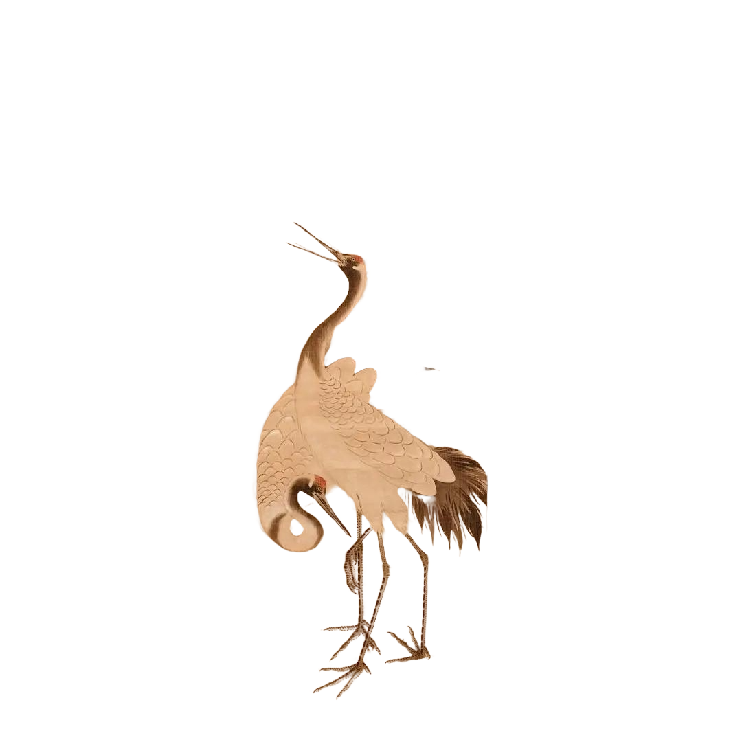 1475 Hanging Scroll Genryu Hohashi Edo Period Crane Drawing Handwritten Silk Ja