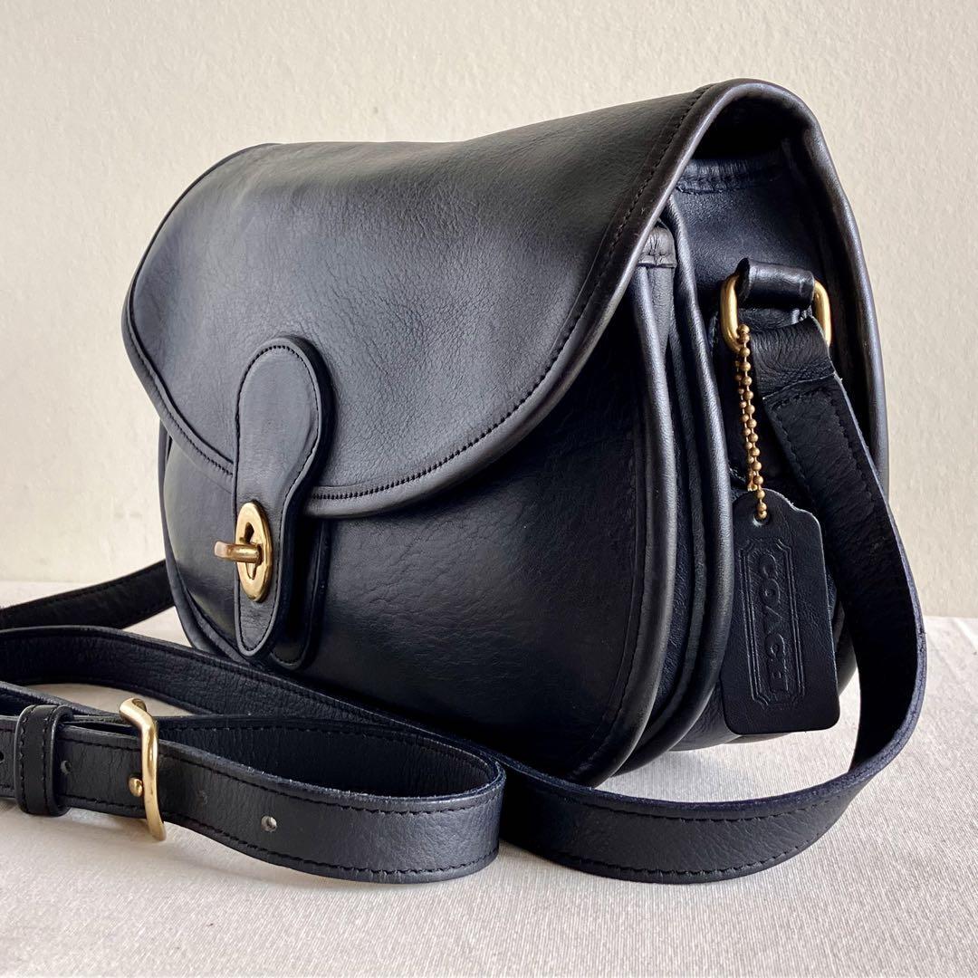 Bolso Bandolera Old Coach 9954 Prairie Hombro Cuero Azul Marino Oscuro De Colección Usado