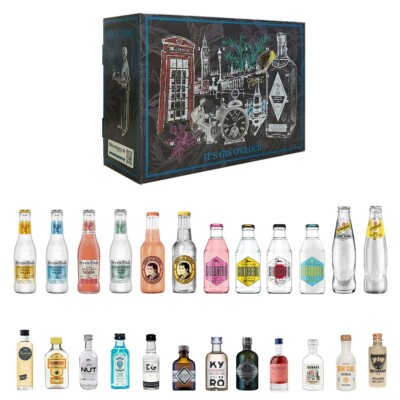 Gin & Tonic Water Tasting Set mit 24 Gins & Tonic Water Geschenkset