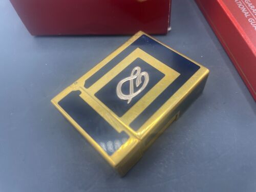 ST Dupont Ligne 1 Small Navy Blue Chinese Lacquer Gold Trim D Logo RARE - Picture 1 of 9