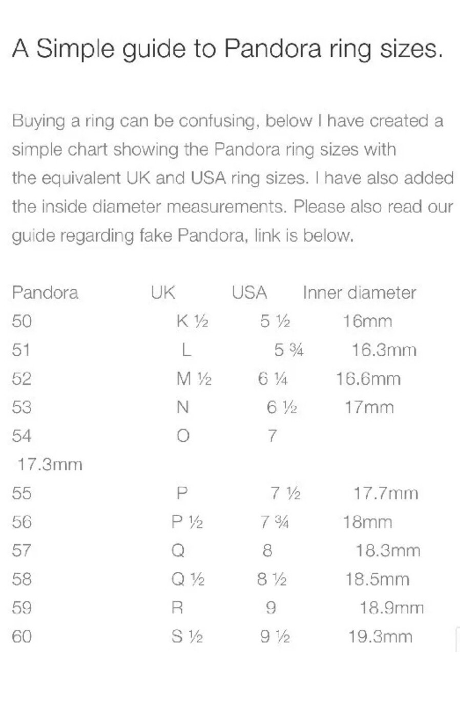 Size Conversion Chart Warren James Ring Sizes In Mm Warren James