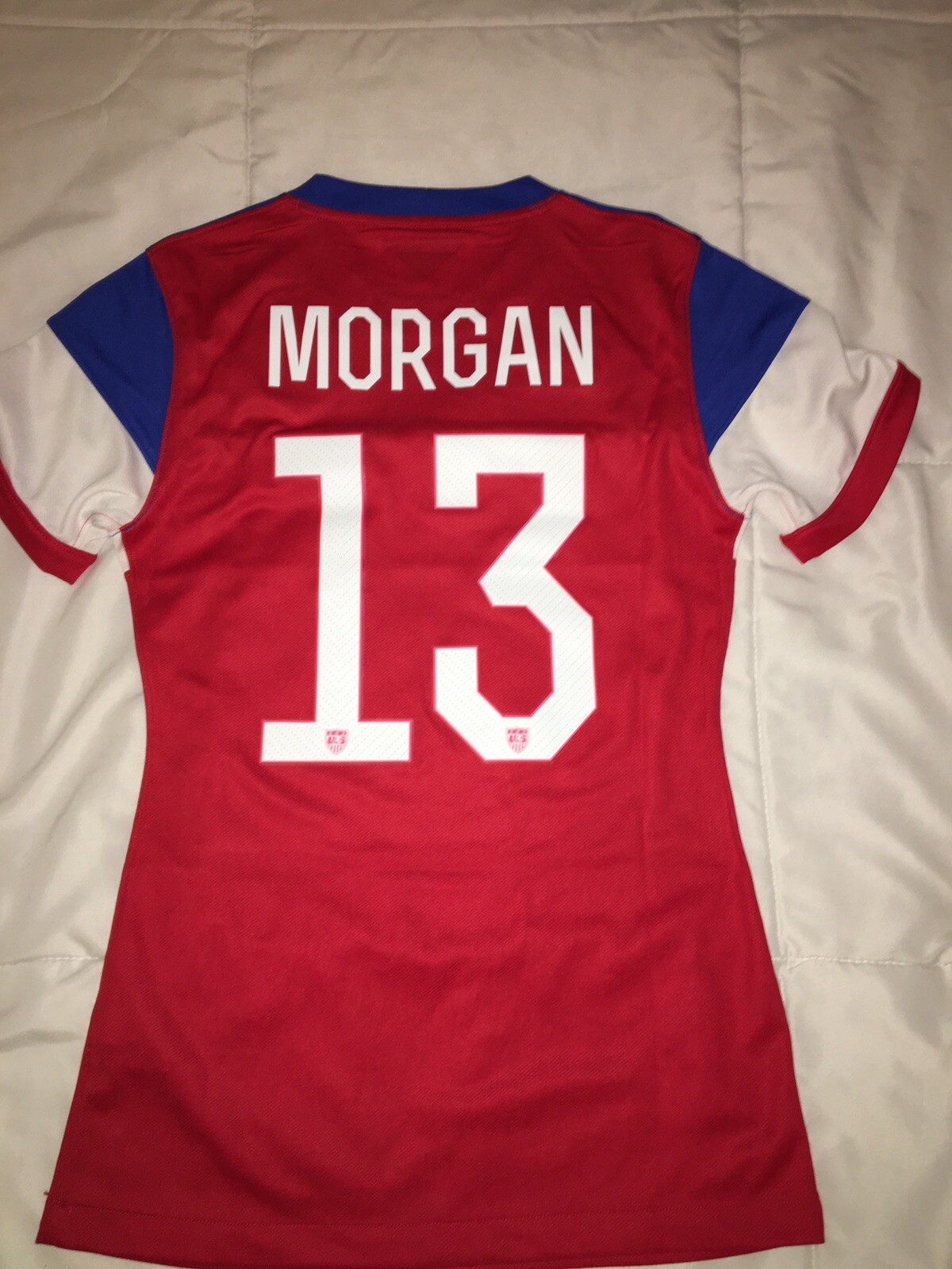 NIKE USWNT USA WOMENS SOCCER NATIONAL 2015 AWAY #13 MORGAN JERSEY XS