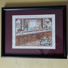 Mint Condition “Main Street Soda Fountain” Print Matted, Framed, Under Glass