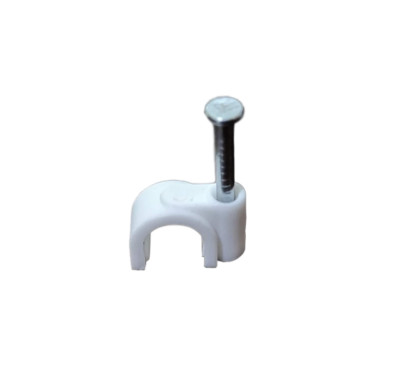 1000 Pack Cable Clip w. Nail , White 8MM , Round  TV Aerial Cables Wall Mounting