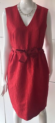 Atemberaubendes Carolina Herrera besticktes rotes ärmelloses Kleid Größe 12 passt UK 16