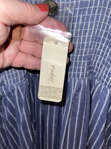 Vestido con correa de espagueti Midi japonés con botones 2 bolsillos 100 % algodón mediano nuevo con etiquetas - Imagen 8 de 14