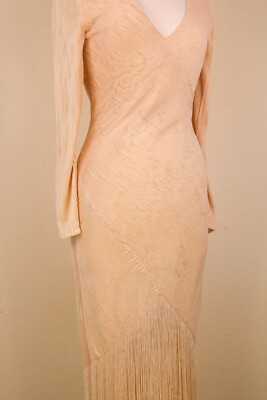 Cream long sleeve Tassle Bottom Dress Flapper Style 1980's does 1920's | eBay Cream long sleeve Tassle Bottom Dress Flapper Style 1980's does 1920's | eBay