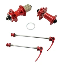 NOVATEC D791SB + D792SB MTB 32 Hole Disc Hubs w/ Skewers ,1 Pair, Red