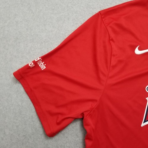 Los Angeles Anaheim Angels Jersey Mens Large Red Baseball Henley Nike 14 - Picture 2 of 15