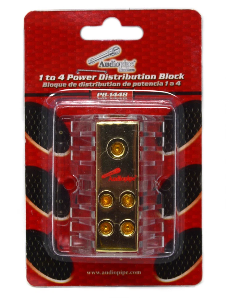 2 Pack Audiopipe 1 to 4 Power Distribution Blocks 4 Gauge Input, 8 Gauge Output - Image 2 of 4