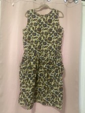 Vintage Chandni -colorful/ Beige/ BrownButton Down Midi Dress Size L 100% Cotton