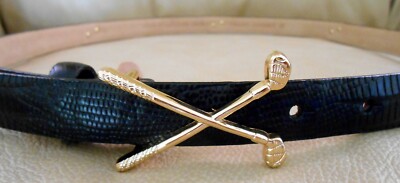 LB BELT COMPANY BLACK ITALIAN LEATHER THIN BELT, GOLF CLUB  display picture 1
