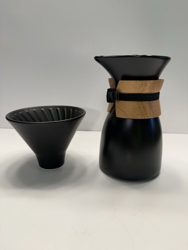 Pour Over Kaffeemaschine, Tropfer & Dekanter, schwarze Keramik, Bambus NEU OFFENE BOX - Bild 8 von 14