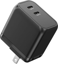 45W USB C Wall Charger, Dual USB C GaN Charger Foldable USB-C Charger Compact