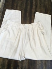 Women’s Fashion Nova Linen Rayon Off White Cream Pants Front Pockets XL