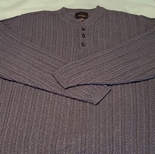 Bill Blass Mens Long Sleeve Crew Neck Cable Knit Blue Sweater Size Large