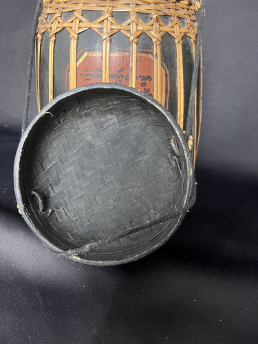 Vintage Burmese Bamboo Rice Seed Basket with Lid ~ Mid-century Northern Thai - Picture 7 of 13