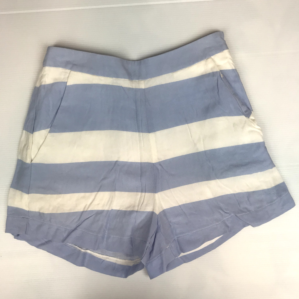 Kookai Shorts Women's Size 6 Blue White Striped Fully Lined High Rise Zip