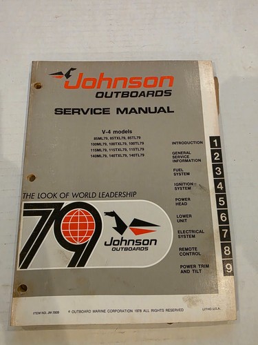 1979 Johnson Outboards Service Manual V4 models V-4 Boat Engine OMC
