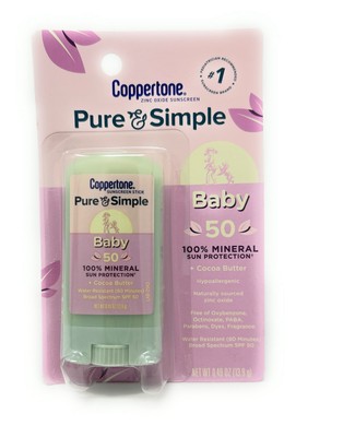 Coppertone Pure & Simple Baby SPF 50 -100% Mineral Sunscreen Stick