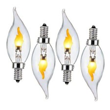 Flickering Flame Light Bulb E12 Candelabra Base, LED Candle Flame Effect with 4
