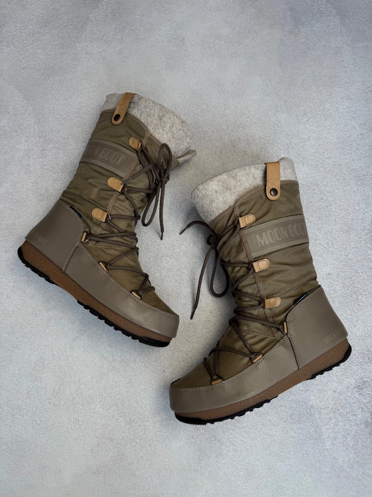 Vintage Moon Boot Waterproof Tecnica Olive nylon man's Boots US8-8,5