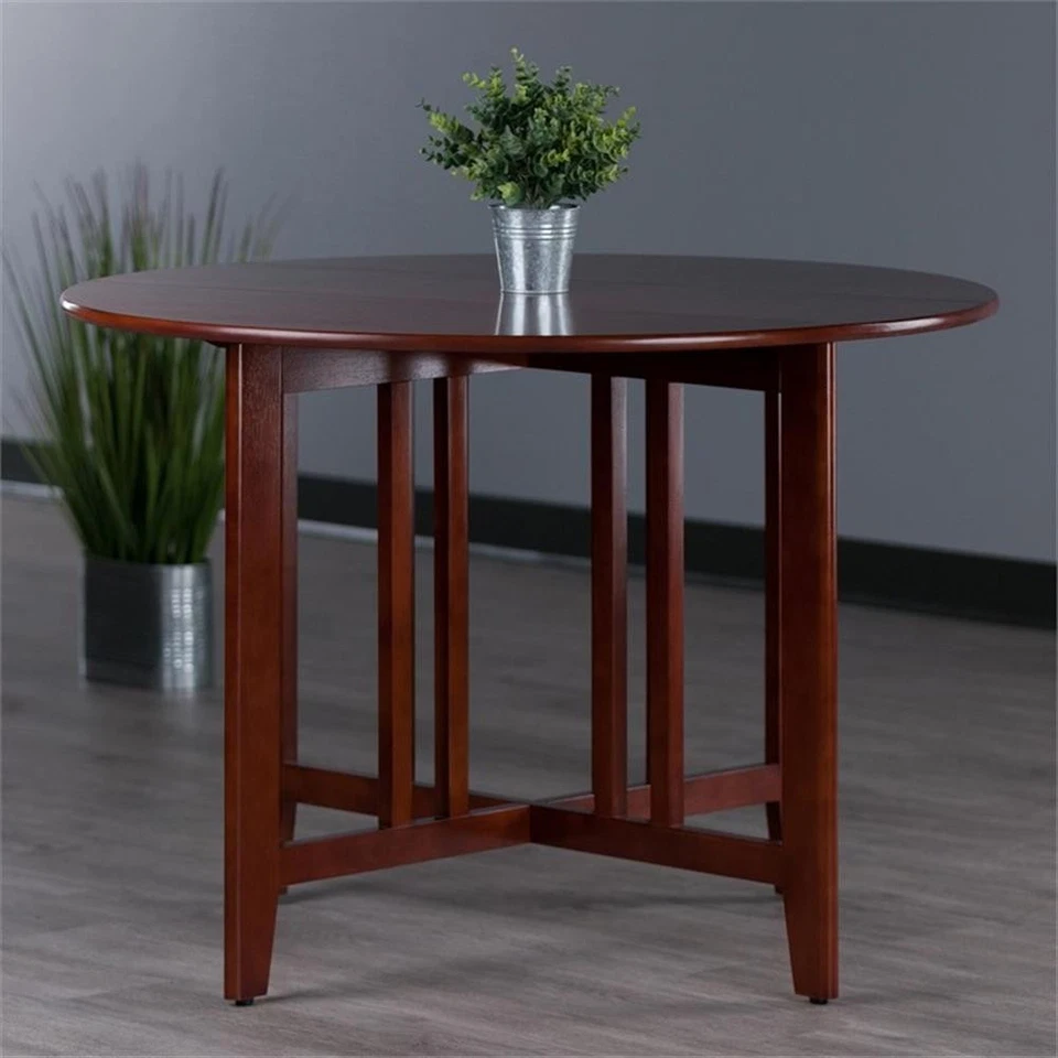 Winsome Mesa de Comedor Alamo 42" Redonda Doble Hoja Caída Madera Maciza en Nogal Foto 3 de 4