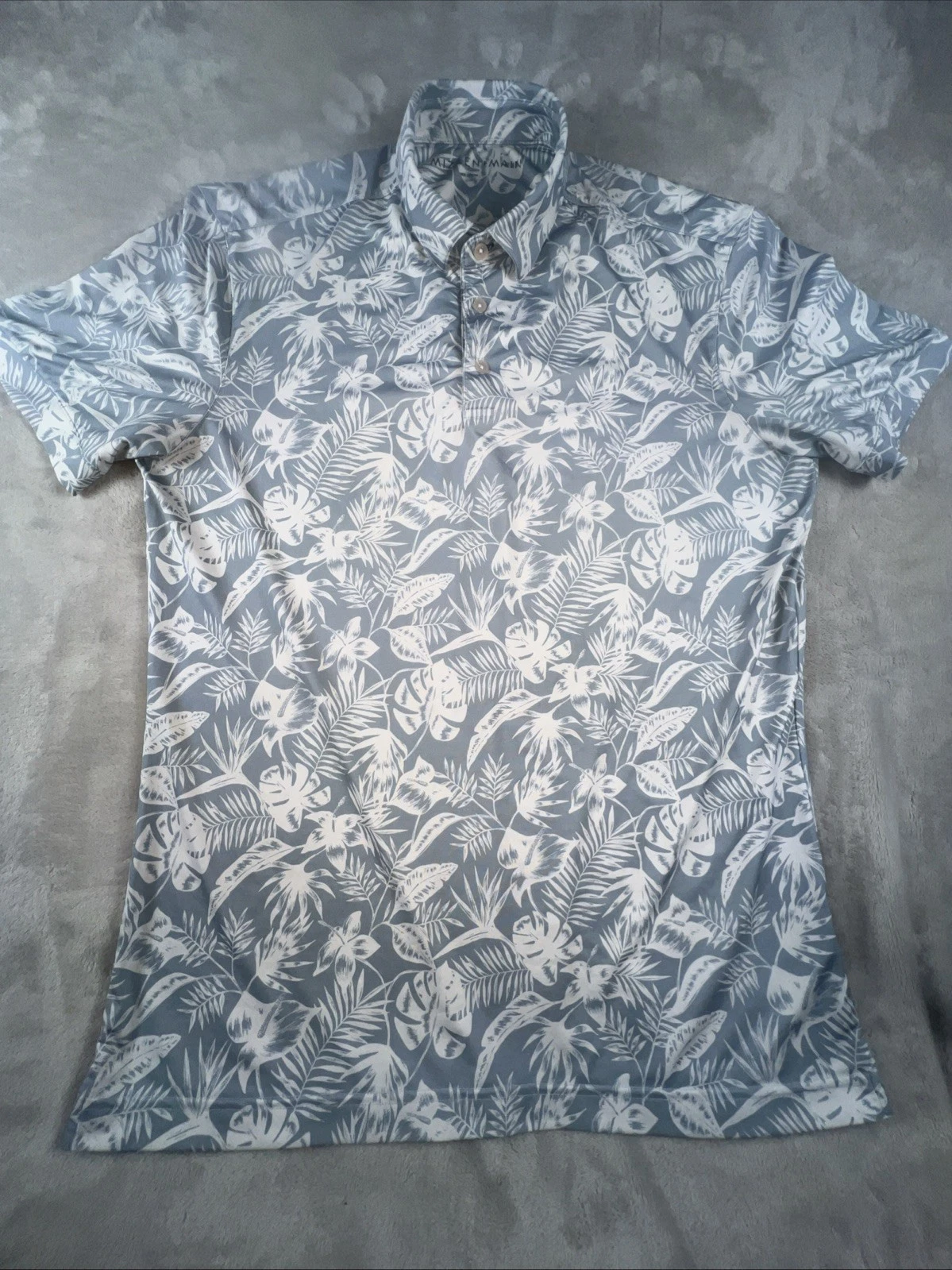 Mizzen + Main Performance Floral Gray Short Sleeve Button Shirt Men’s Size Med
