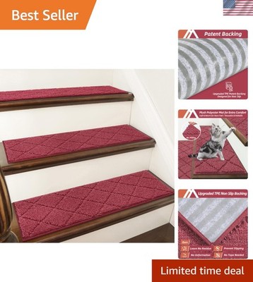 Soft and Fluffy Stair Treads 28x9in - Perfect for Families with Pets (4pc Set)