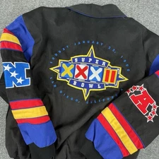 Vintage Football Jeff Hamilton Super Bowl Jacket Men’s Large Black Miller Lite