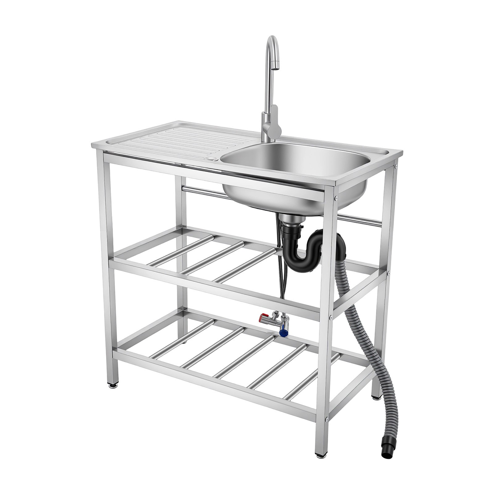 Stainless Steel Kitchen Sink, Freestanding Kitchen Utility Sink with Faucet