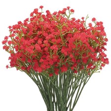 15Pcs Baby's Breath Red Artificial Flowers 3 Branches Real Touch